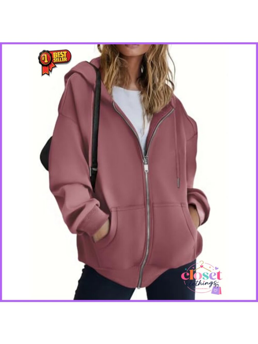 Women's Oversized Zip Up Fleece Hoodie Sweatshirt with Pockets